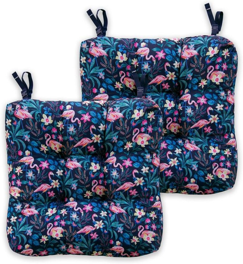 Classic Accessories Vera Bradley 19 in. L x 19 in. W x 5 in. Thick, 2-Pack Patio Chair Cushions in Flamingo Garden