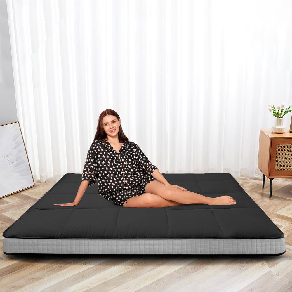 BOZTIY Futon Mattress, 39 in. x 5 in.  Cushion 1-Piece Deep Seating Outdoor Floor Mattress Cushion Corner Set Black Cush