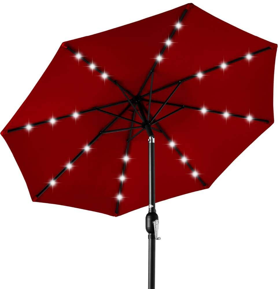 Best Choice Products 10 ft. Market Solar LED Lighted Tilt Patio Umbrella w/UV-Resistant Fabric in Red