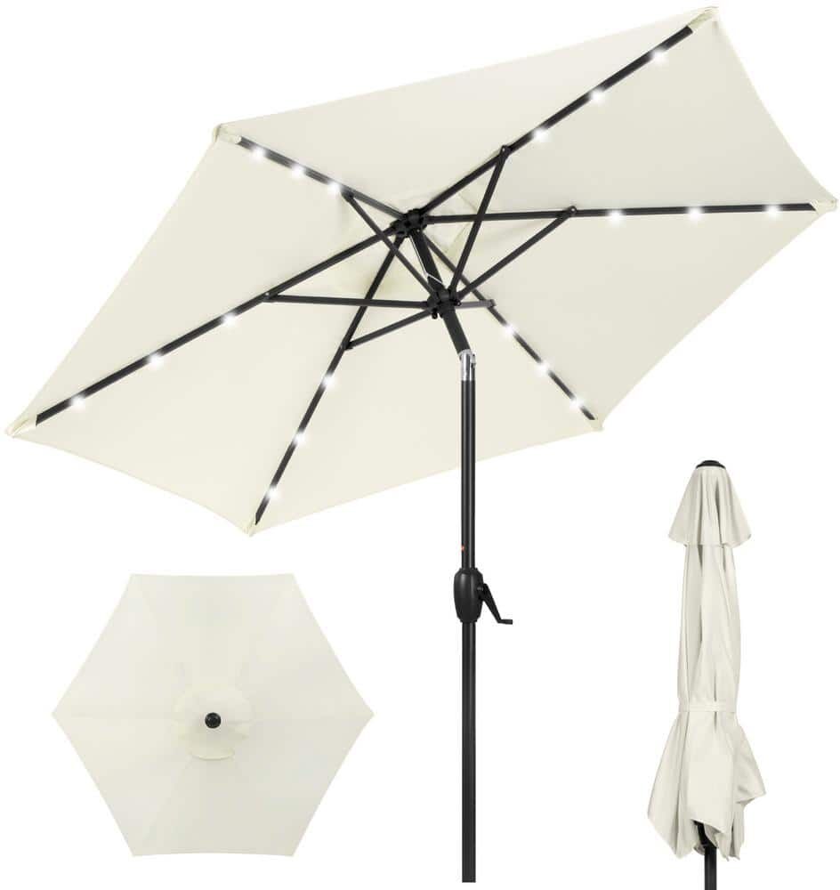 Best Choice Products 7.5 ft. Outdoor Market Solar Tilt Patio Umbrella w/LED Lights in Ivory