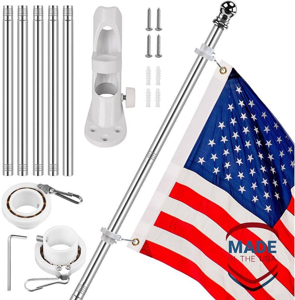 Flag Stars 3 ft. x 5 ft. Nylon American Flag 2-Sided Garden Flag with 6 ft. Aluminum Flagpole Kit