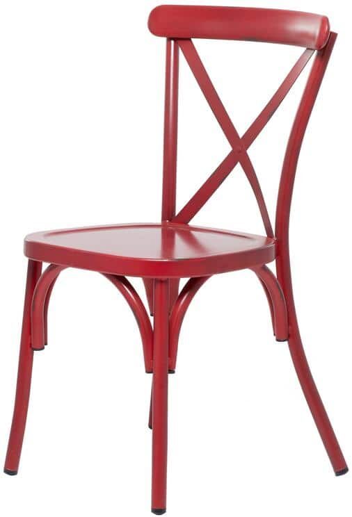 Litton Lane Red Metal Farmhouse Outdoor Dining Chair (Set of 2)