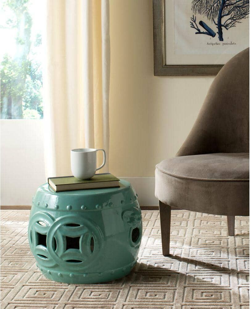 SAFAVIEH Mei Double Coin Light Blue Ceramic Garden Stool