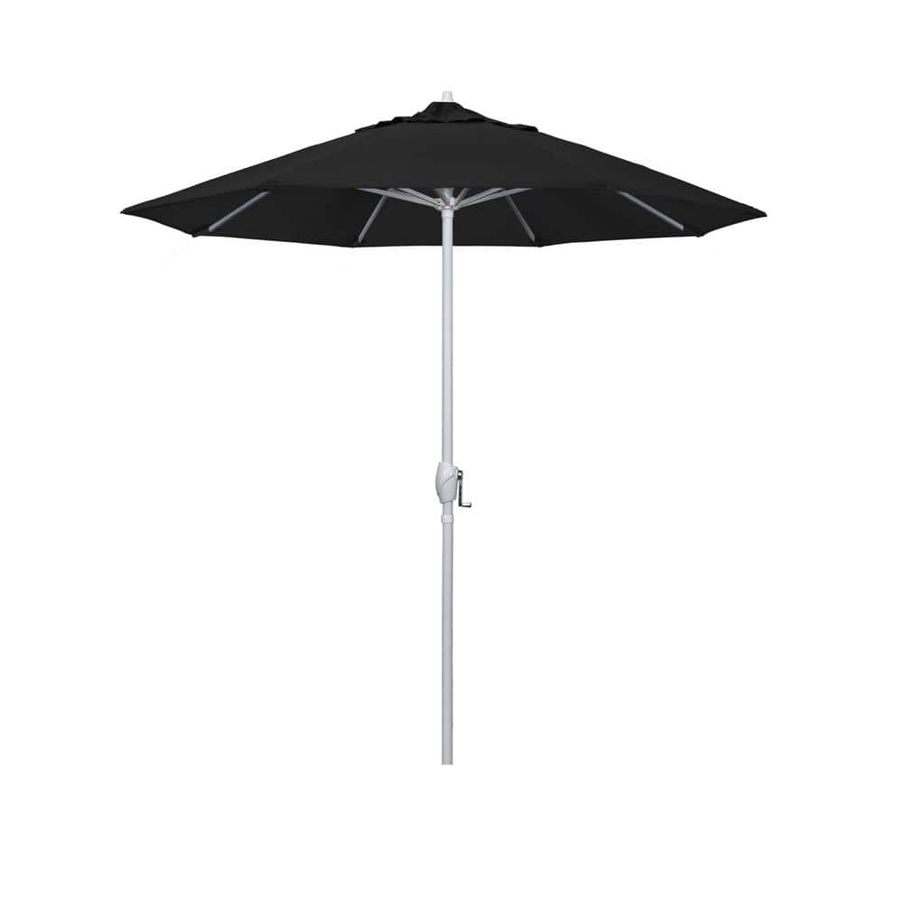 California Umbrella 7.5 ft. Matted White Aluminum Market Patio Umbrella Auto Tilt in Black Sunbrella