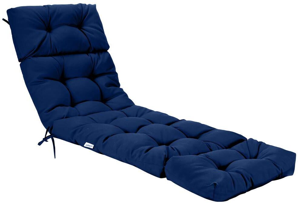 Costway 73 in. Indoor Outdoor Chaise Lounge Cushion Padded Recliner Cushion in Navy