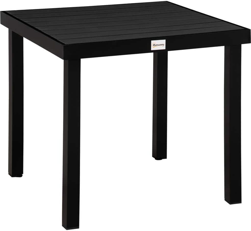 Outsunny Black Square Aluminum Outdoor Dining Table for Garden Lawn Backyard