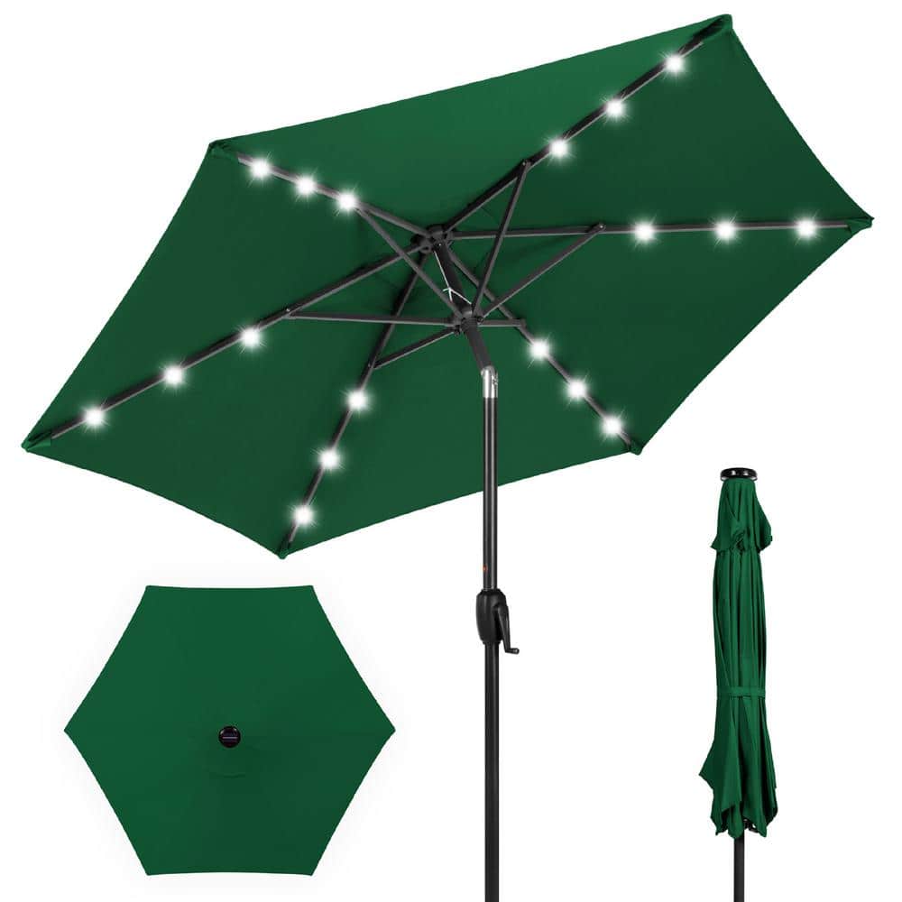 Best Choice Products 7.5 ft. Outdoor Market Solar Tilt Patio Umbrella w/LED Lights in Green