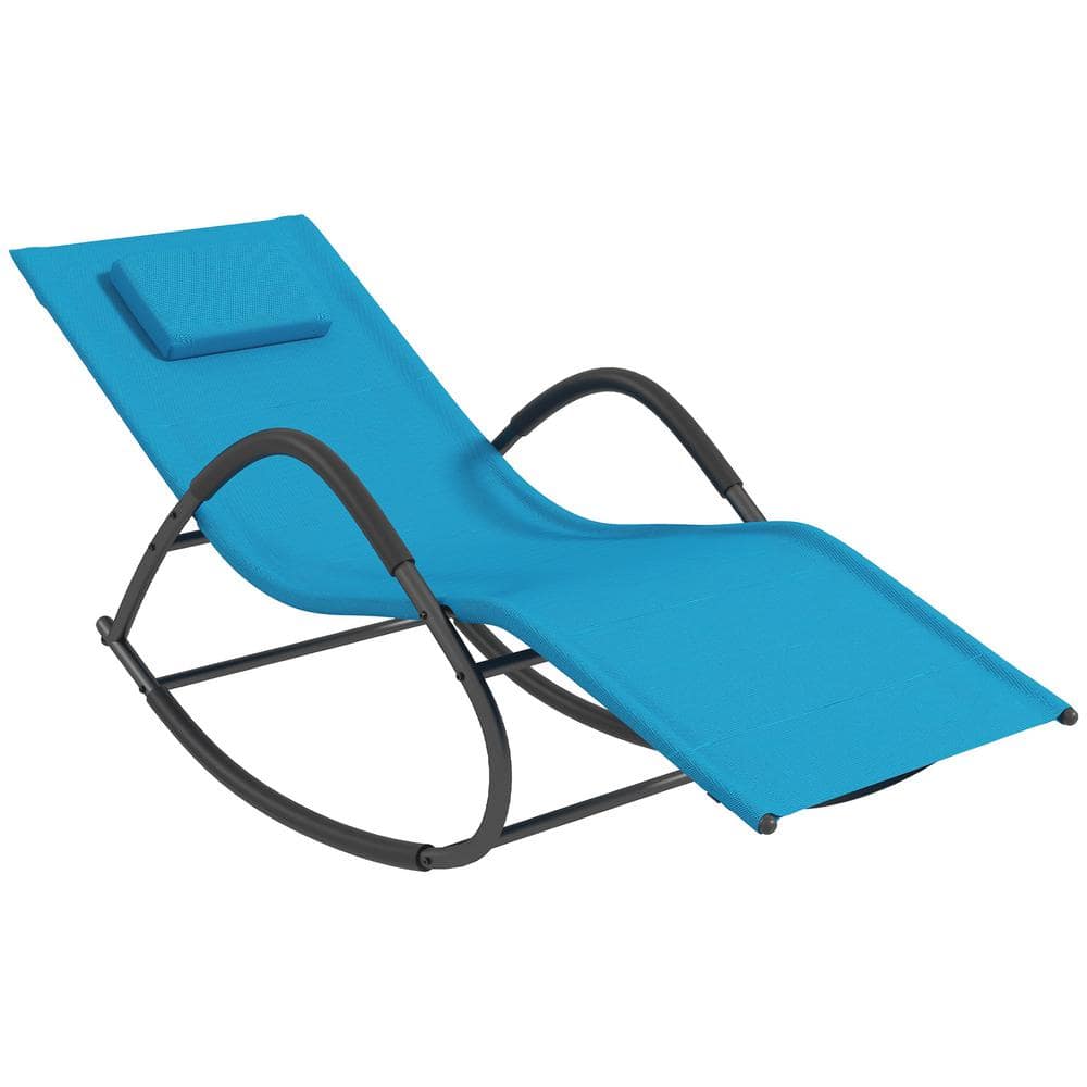 Out sunny Rocking Chair Light Blue Zero Gravity Patio Cover Chaise SunLounger