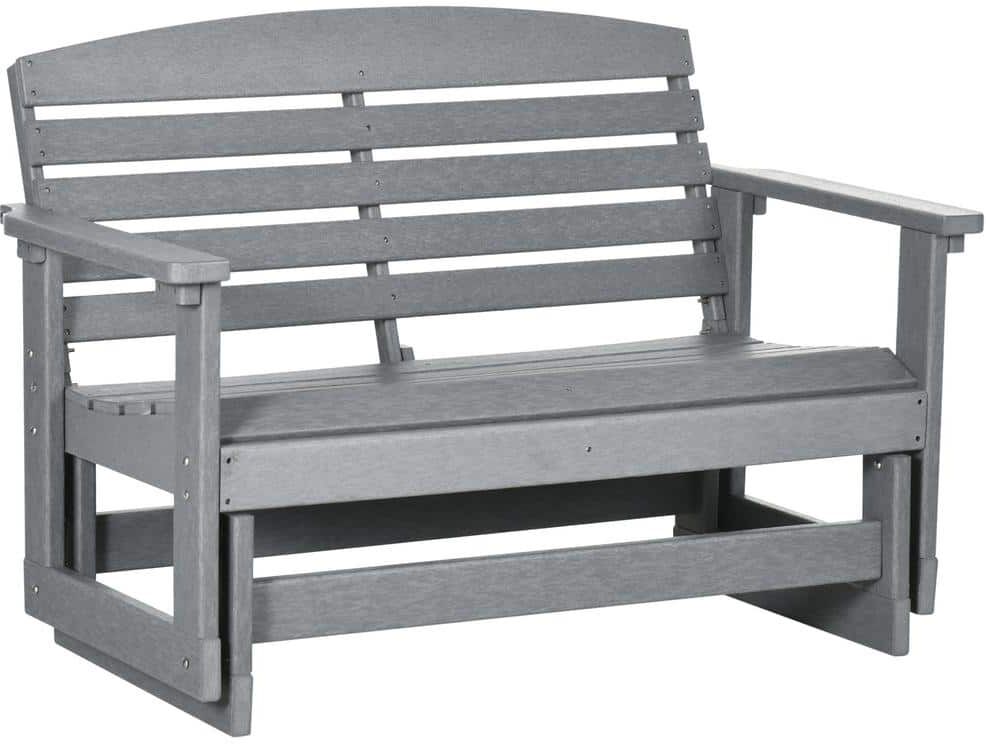 Outsunny Light Gray HDPE Plastic Frame Outdoor Bench