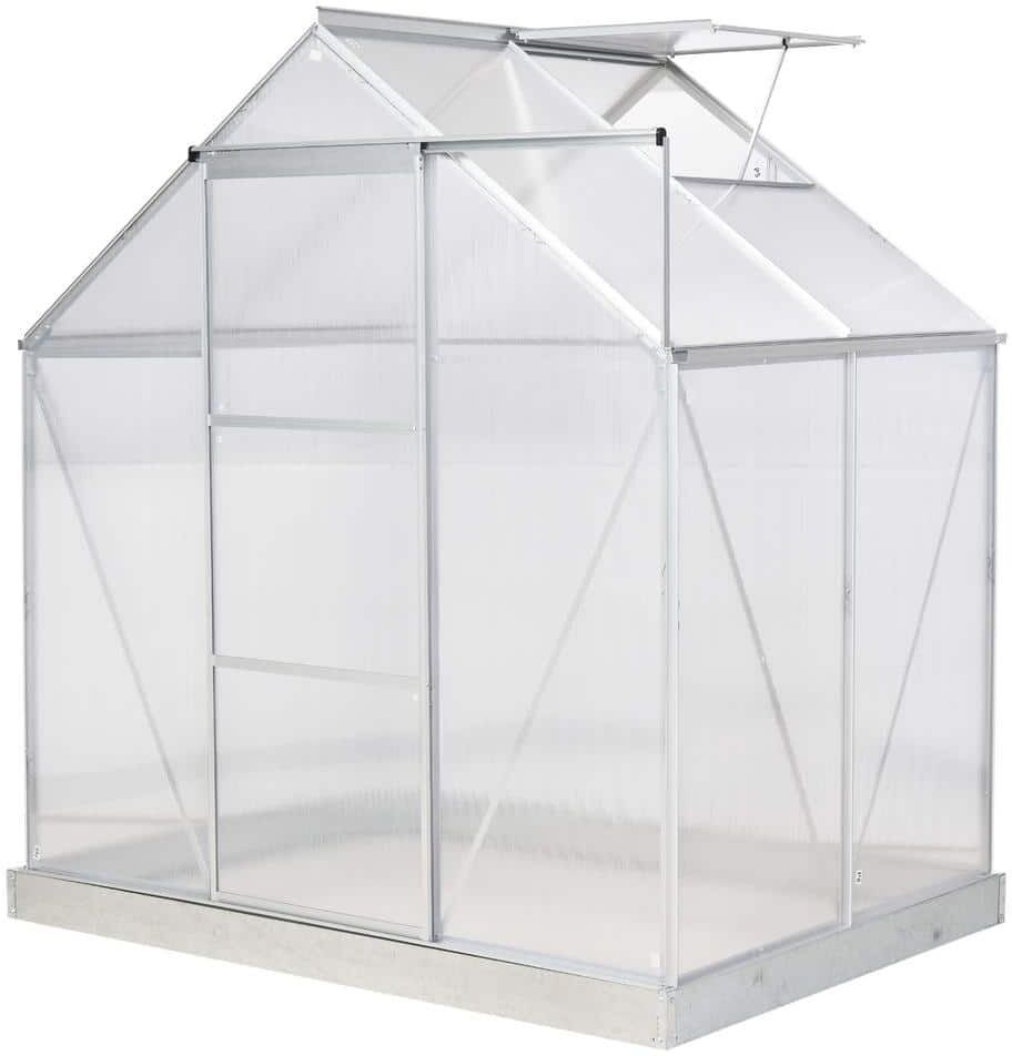 Outsunny 49.5 in. W x 76 in. D x 80.75 in. H Aluminium Silver Portable Walk-In Greenhouse