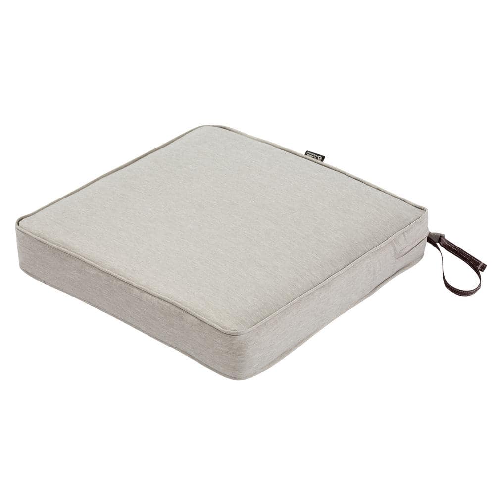 Classic Accessories Montlake Heather Grey 17 in. W x 17 in. D x 3 in. Thick Square Outdoor Seat Cushion