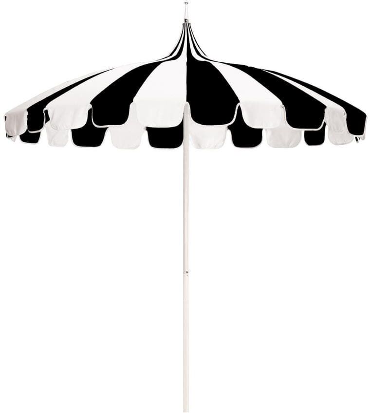 California Umbrella 8.5 ft. White Aluminum Commercial Natural Pagoda Market Patio Umbrella with Push Lift in Black Sunbrella