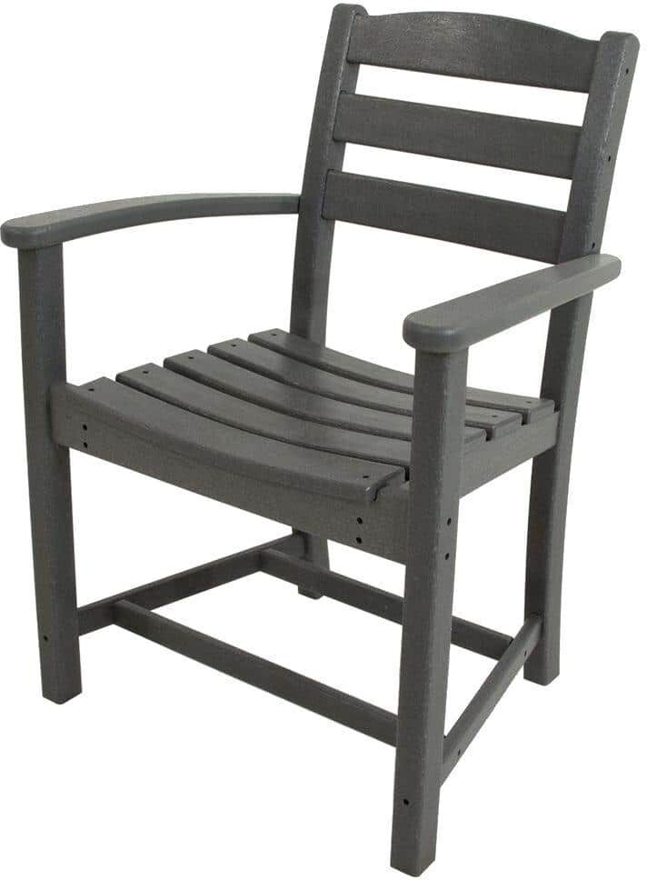 POLYWOOD La Casa Cafe Slate Grey All-Weather Plastic Outdoor Dining Arm Chair