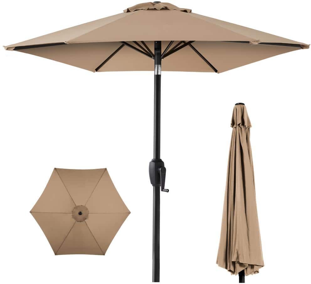 Best Choice Products 7.5 ft Heavy-Duty Outdoor Market Patio Umbrella with Push Button Tilt, Easy Crank Lift in Tan