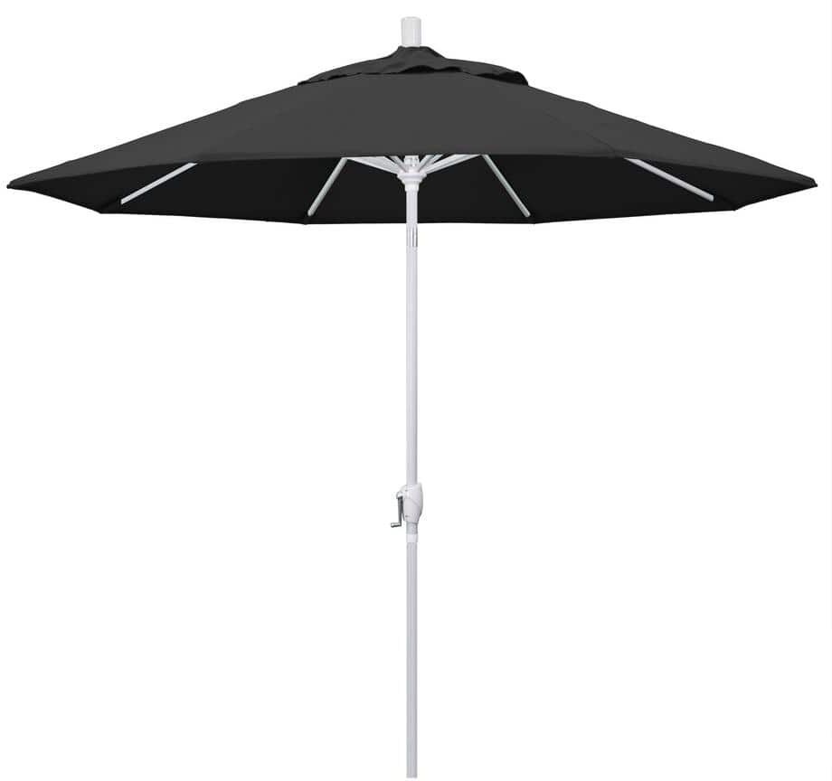 California Umbrella 9 ft. Matted White Aluminum Market Patio Umbrella Push Tilt in Black Pacifica