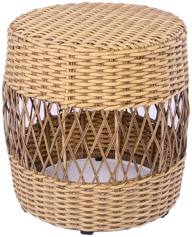 Hampton Bay Steel Metal Frame Resin Wicker Garden Stool Side Table