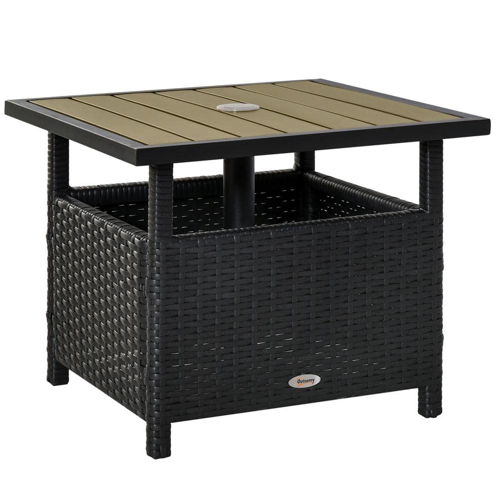 Outsunny Rattan Outdoor Side Table with Steel Frame