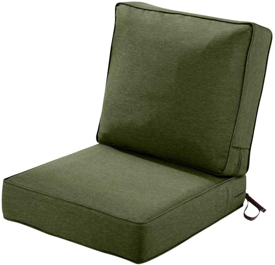 Classic Accessories 23 in. W x 23 in. D x 5 in. T (Seat) 23 in. W x 22 in. H x 4 in. T (Back) Outdoor Lounge Cushion Set in Heather Fern