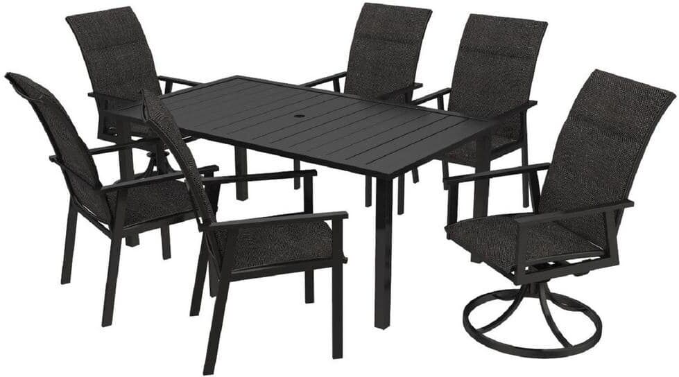 Hampton Bay High Garden Padded Sling Metal Outdoor Dining Chairs (6-Pack)