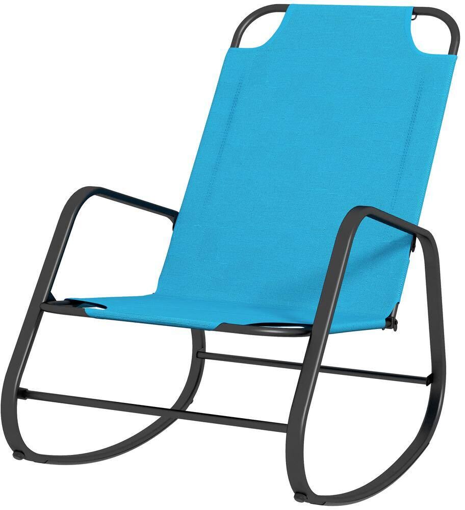 Out sunny Garden Rocking Chair Light Blue Metal Outdoor Rocking Chair