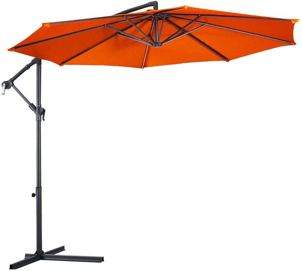 Gymax 10 ft. Market Banana Hanging Outdoor Patio Umbrella Offset in Orange