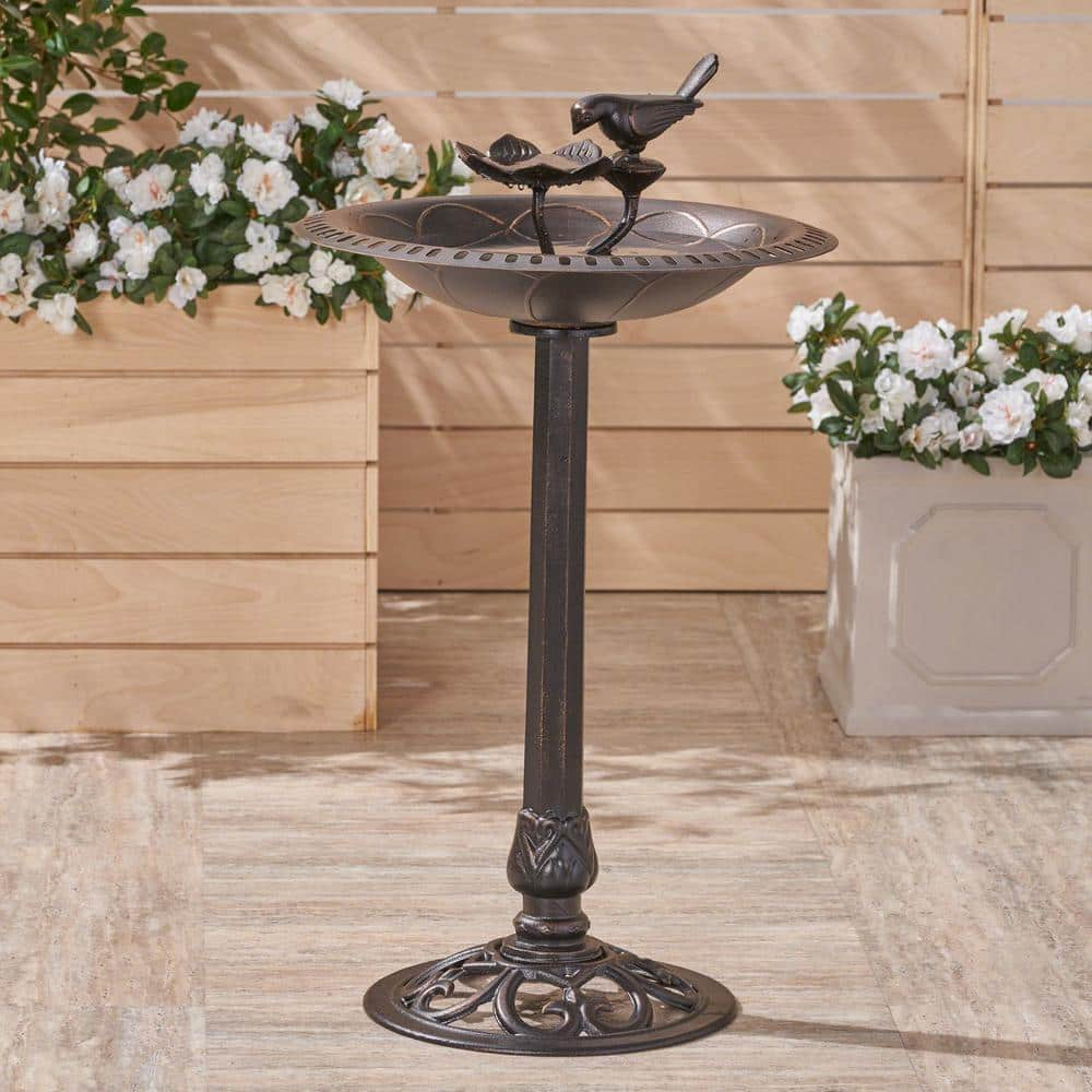 Noble House Fairmont Shiny Copper Aluminum and Iron Bird Bath