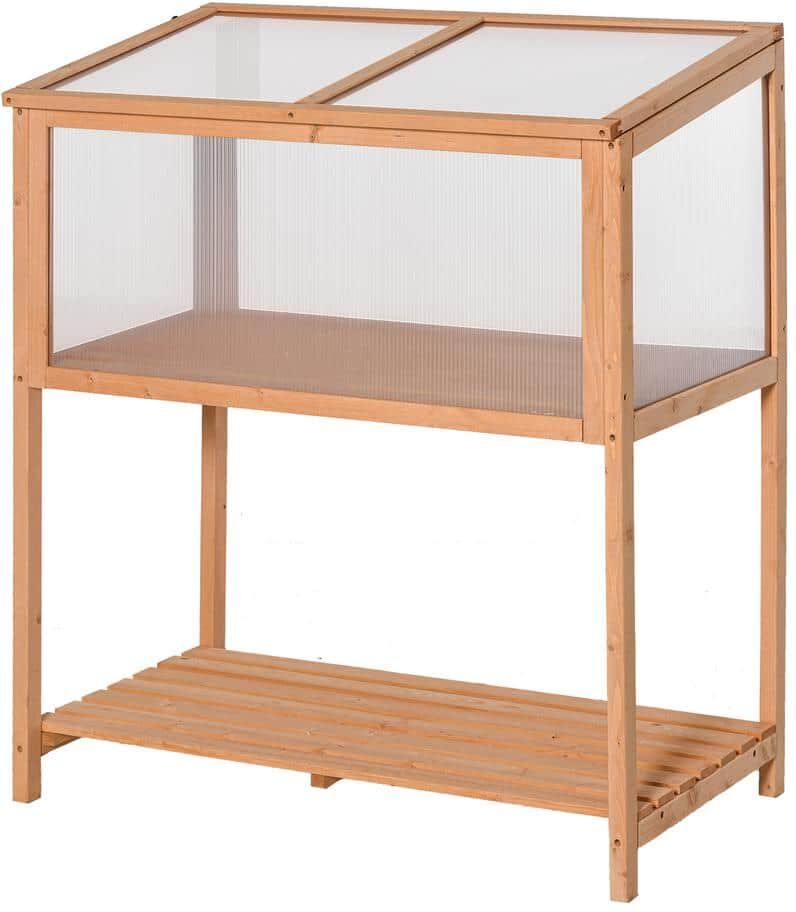 Outsunny 20 in. x 35.5 in. x 40.5 in. Fir Wood Orange Greenhouse