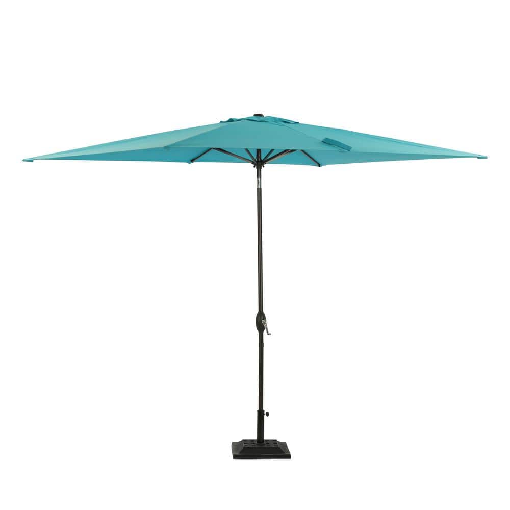 Kadehome 10 ft. Aluminum Pole Rectangular Market Patio Umbrella in Light Blue
