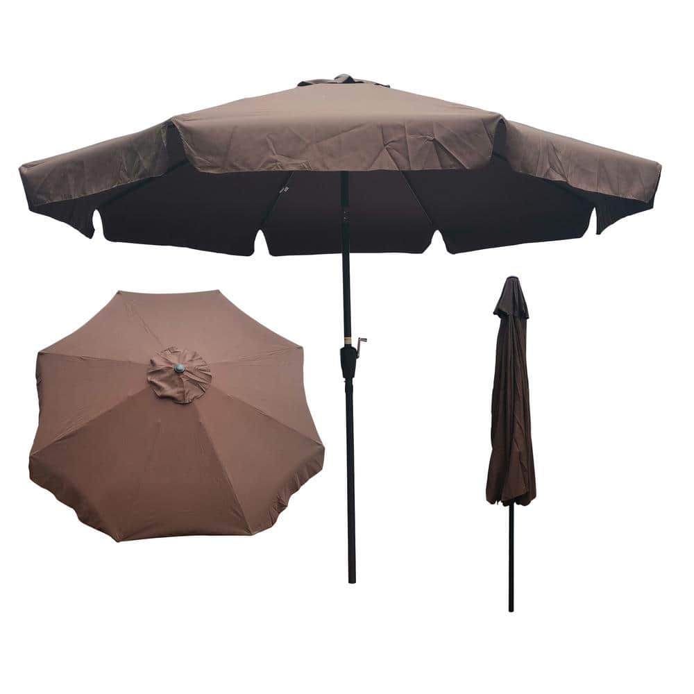 10 ft. Outdoor Patio Market Umbrella with Tilt with Crank Without Base Chocolate Anthracite Pole Size 1.49 in.