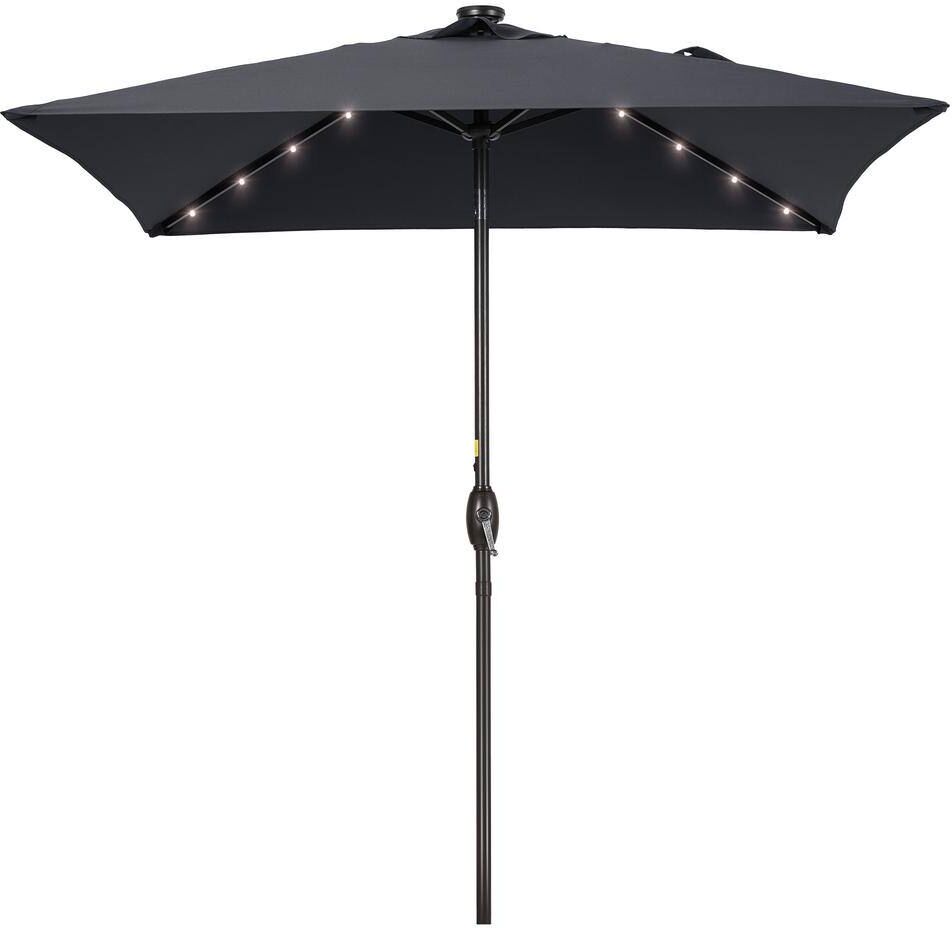 JOYESERY 6.5 ft. x 6.5 ft. LED Square Patio Market Umbrella with UPF50+, Tilt Function and Wind-Resistant Design, Anthracite