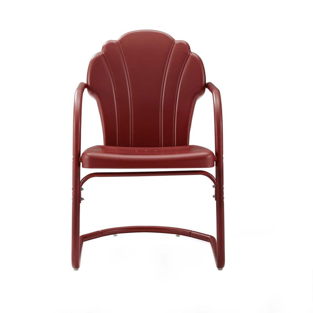 CROSLEY FURNITURE Tulip Red Metal Outdoor Lounge Chair (2-Pack)