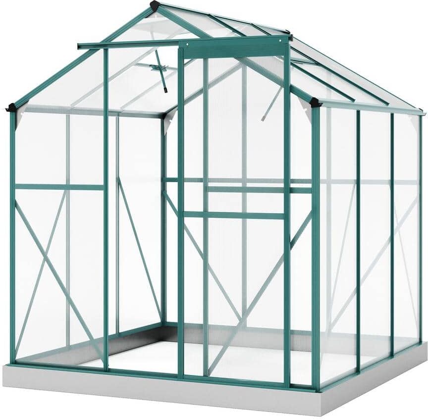 GOSHADOW 74 in. W x 76 in. D x 89 in. H Walk-in Polycarbonate Greenhouse with 2 Windows and Base