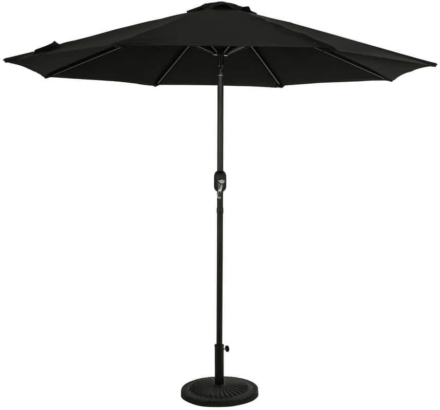 Island Umbrella Mirage II 9 ft. Octagon Auto-Tilt Market Patio Umbrella in Black BREEZ-TEX