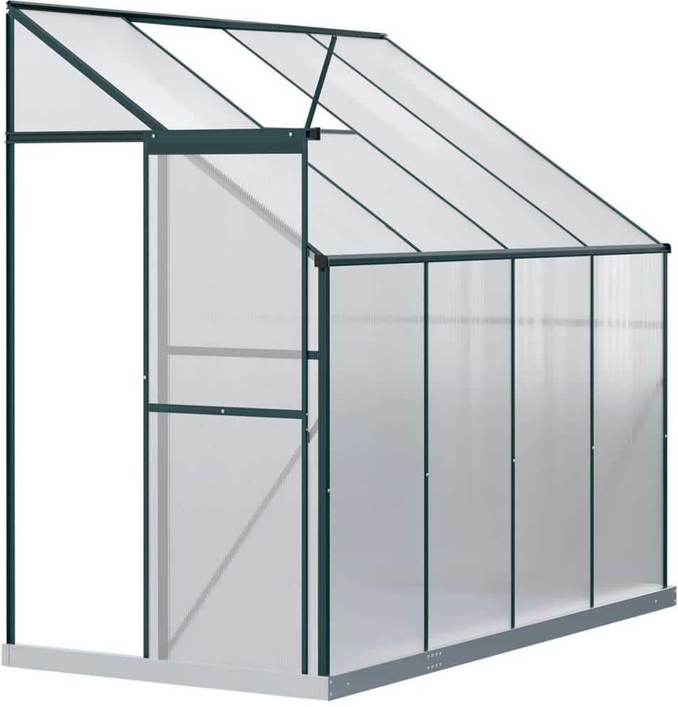 Outsunny 100 in. W x 50 in. D x 87 in. H Aluminum Polycarbonate Walk-In Garden Greenhouse with Roof Vent for Plants Herbs Green