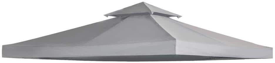 Outsunny 10 ft. x 10 ft. Square 2-Tier Gazebo Canopy Replacement Top Cover Outdoor Garden Sun Shade in Light Grey