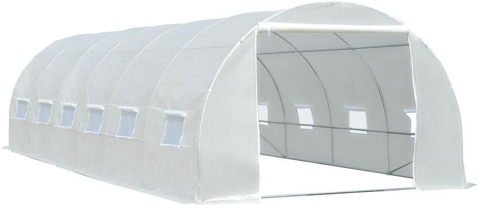 Outsunny 236.25 in. x 118 in. x 78.75 in. White Replacement Greenhouse Cover Tarp with 12 Windows and Zipper Door