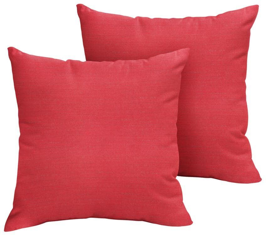 SORRA HOME Sunbrella Dupione Crimson Outdoor Knife Edge Throw Pillows (2-Pack)