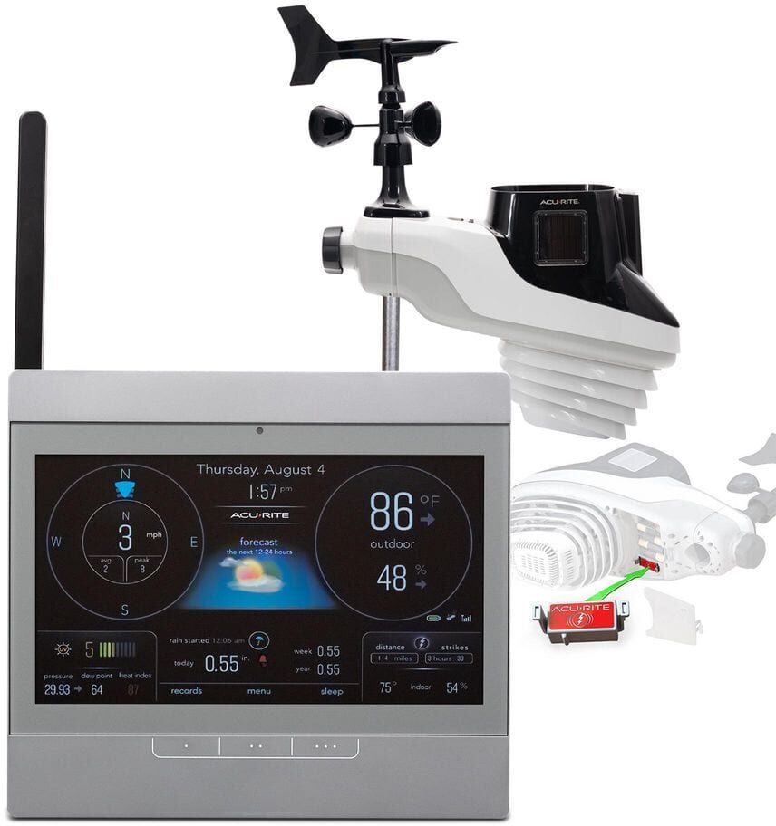 AcuRite Atlas Weather Station with HD Display for Temperature, Humidity, Wind Speed/Direction, Barometer and Lightning Detection