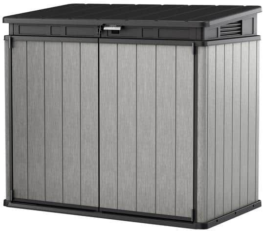 Keter Elite Store 32 in. W x 55 in. D x 49 in. H Horizontal Resin Storage Shed and Outdoor Storage Cabinet Grey (12.4 Sq. Ft.)