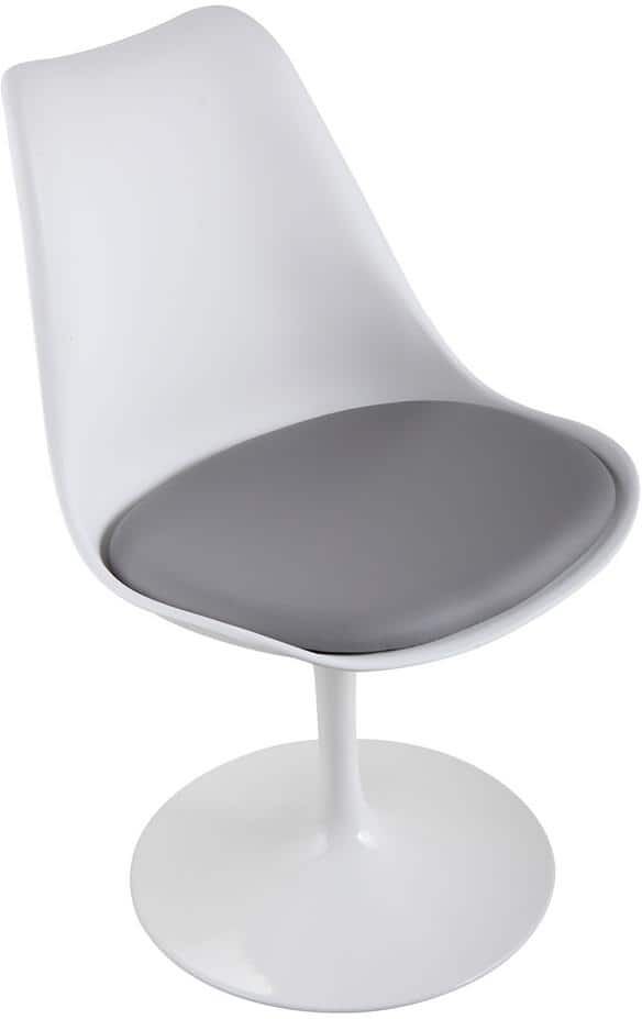 JAXPETY Tulip Swivel Dining Chair with Gray Cushion