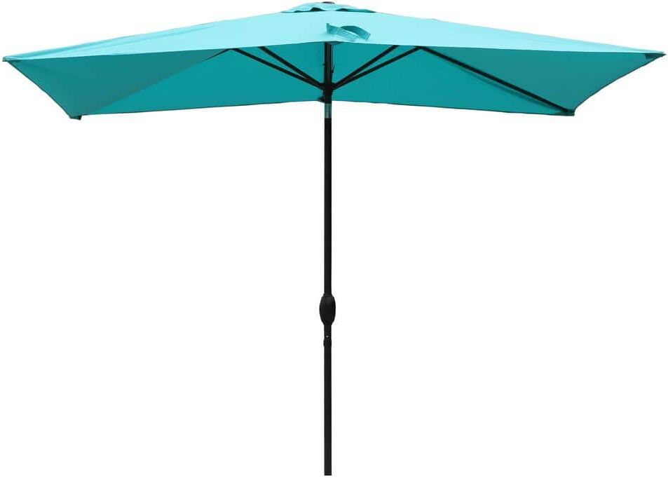 Kadehome 10 ft. Patio Aluminum Pole Rectangular Market Umbrella in Light Blue