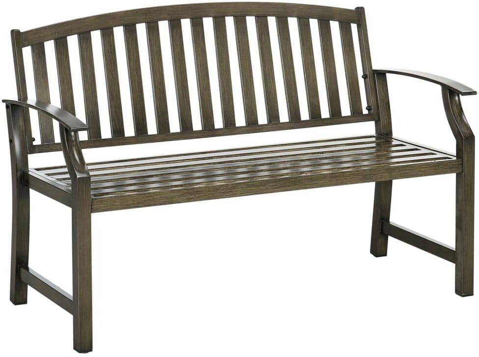 Outsunny 23.5 in. Black and Bronze Metal Steel Outdoor Garden Bench