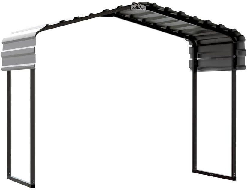 Arrow 10 ft. W x 6 ft. D x 7 ft. H Eggshell Galvanized Steel Carport, Car Canopy and Shelter