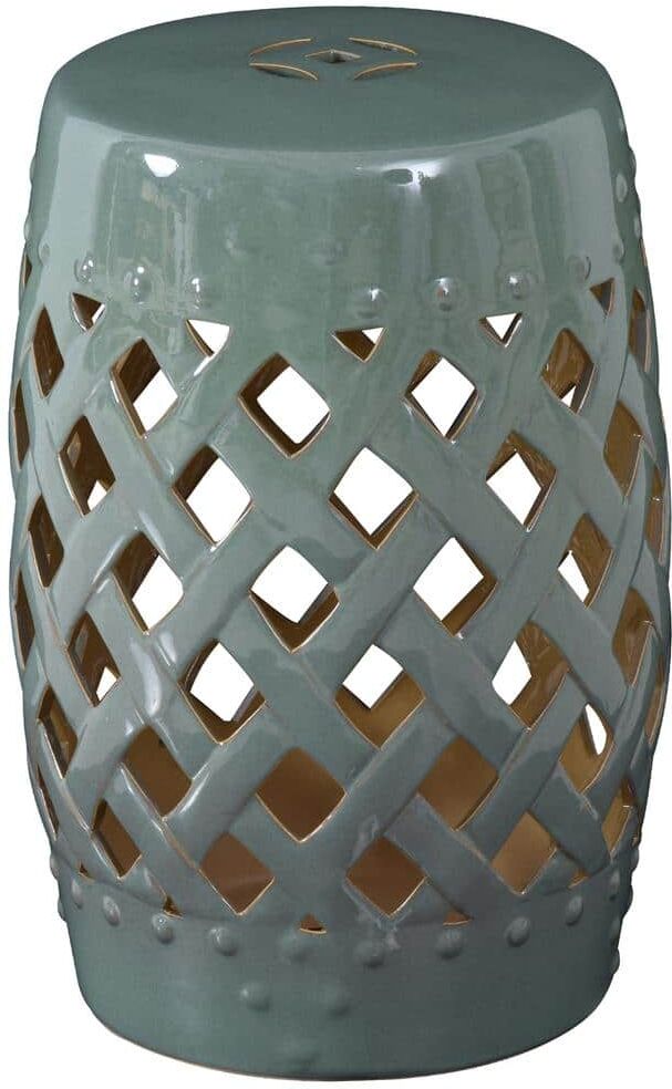 Outsunny Green Ceramic Garden Stool