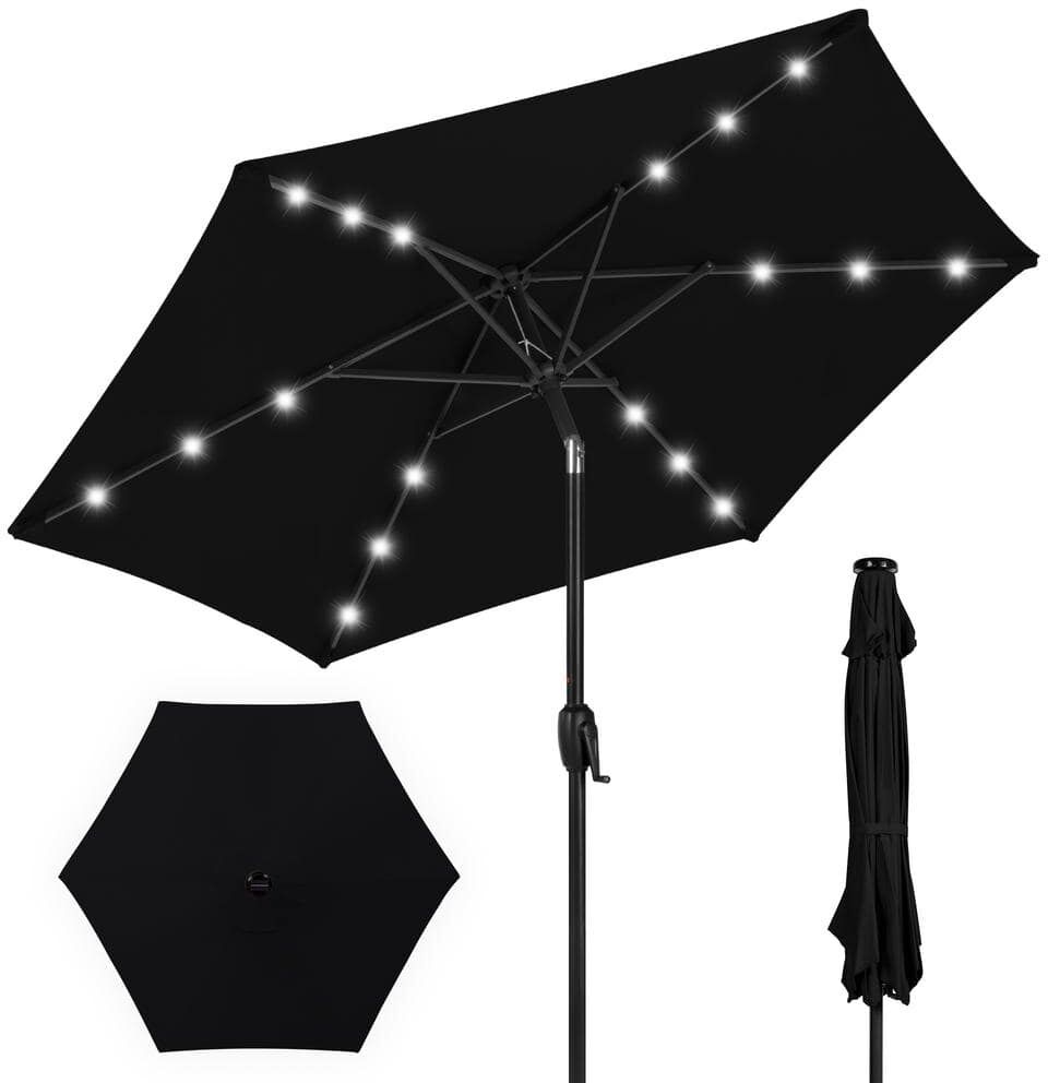 Best Choice Products 7.5 ft. Outdoor Market Solar Tilt Patio Umbrella w/LED Lights in Black