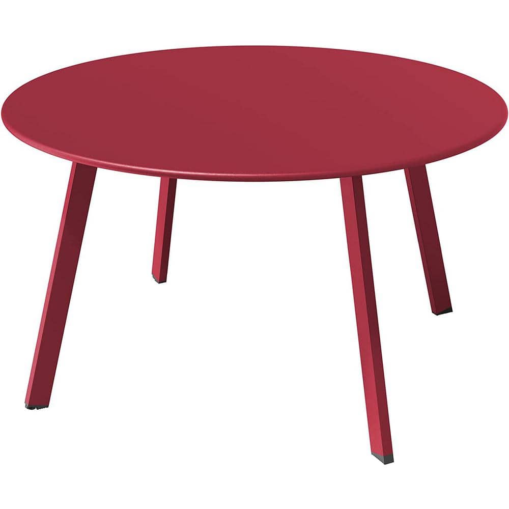 Red Metal Outdoor Coffee Table Round Side Table