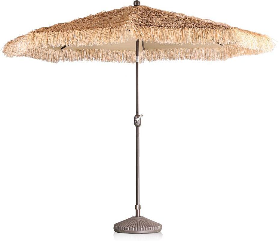 Aoodor 9 ft. Outdoor Thatched Market Umbrella