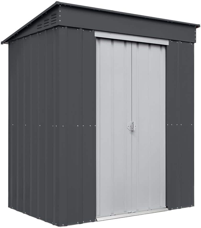 Globel Do-it Yourself Skillion 6 ft. W x 4 ft. D Metal Outdoor Storage Shed with Double Sliding Doors (24 sq. ft.)