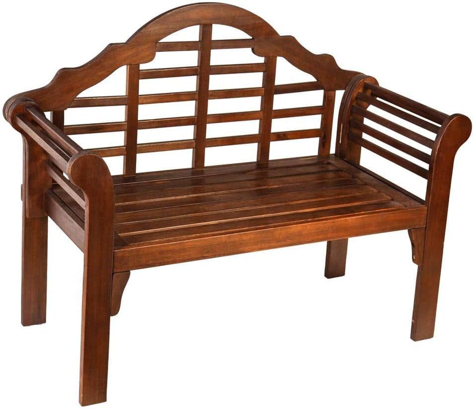 PLOW & HEARTH Lutyens 48 in. Natural Wood Outdoor Bench