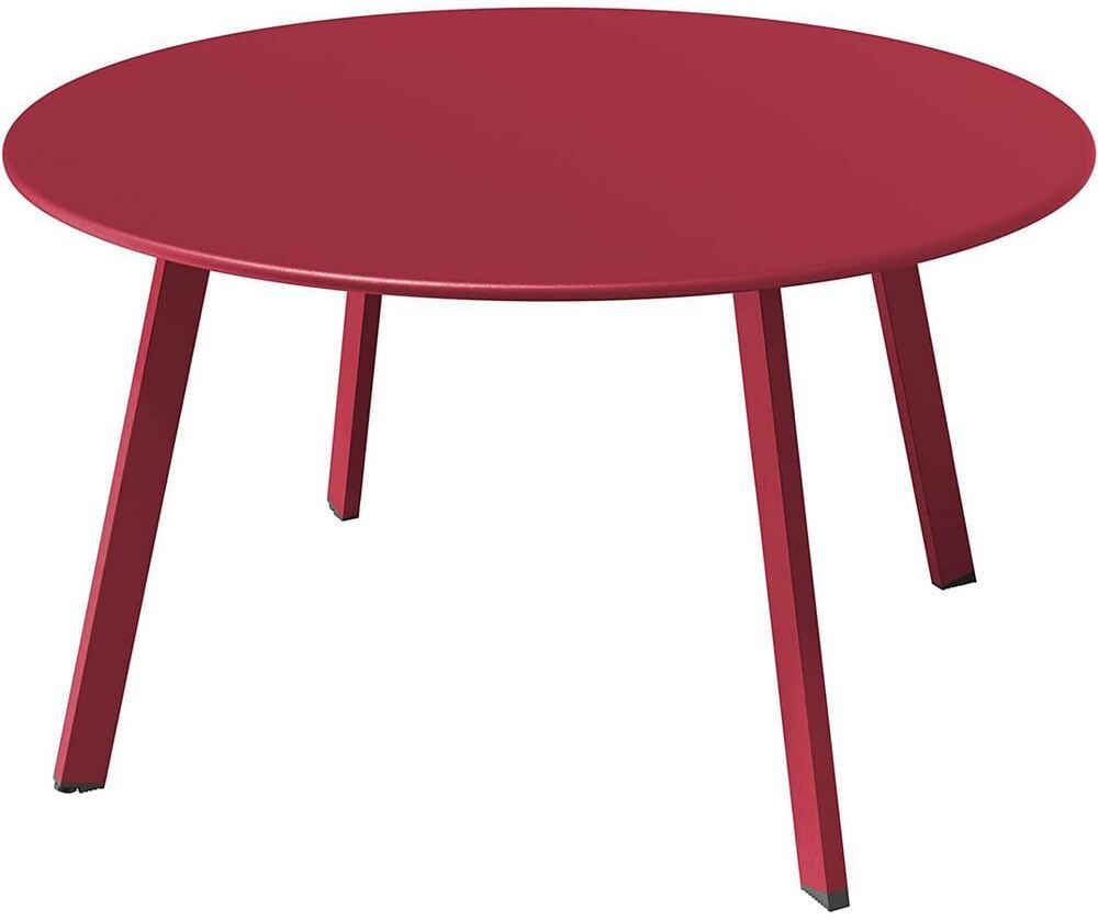 SUNRINX Red Round Metal 15.75 in. Outdoor Coffee Table with Anti Slip Feet Pads